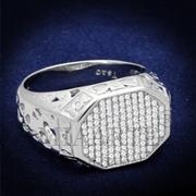 Wholesale AAA Grade CZ, Clear, Rhodium, Men, Sterling Silver, Ring