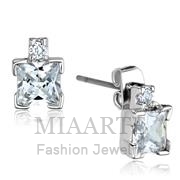 Wholesale AAA Grade CZ, Clear, Rhodium, Women, Brass, Earrings