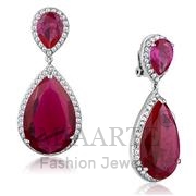 Wholesale AAA Grade CZ, Ruby, Rhodium, Women, Brass, Earrings