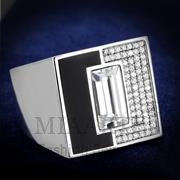 Wholesale Top Grade Crystal, Clear, Rhodium, Men, Sterling Silver, Ring
