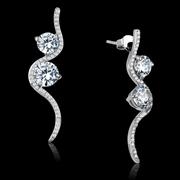 Wholesale AAA Grade CZ, Clear, Rhodium, Women, Sterling Silver, Earrings