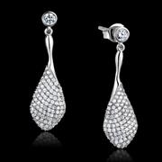 Wholesale AAA Grade CZ, Clear, Rhodium, Women, Sterling Silver, Earrings
