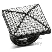 Wholesale Top Grade Crystal, Clear, TIN Cobalt Black, Women, Brass, Ring