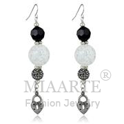 Wholesale Synthetic, Jet, Antique Silver, Women, White Metal, Earrings