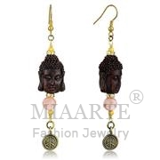 Wholesale Synthetic, Rose, Antique Copper, Women, White Metal, Earrings