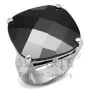 Wholesale AAA Grade CZ, Jet, Rhodium, Women, Brass, Ring