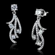 Wholesale AAA Grade CZ, Clear, Rhodium, Women, Sterling Silver, Earrings