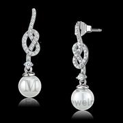 Wholesale Synthetic, White, Rhodium, Women, Sterling Silver, Earrings