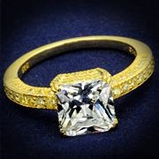 Wholesale AAA Grade CZ, Clear, Gold, Women, Sterling Silver, Ring