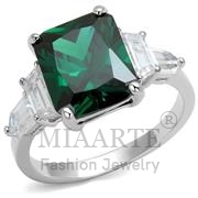 Wholesale Synthetic, Emerald, Rhodium, Women, Brass, Ring