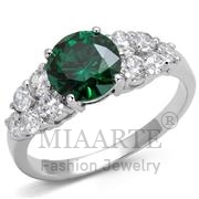 Wholesale Synthetic, Emerald, Rhodium, Women, Brass, Ring