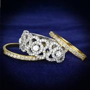 Wholesale AAA Grade CZ, Clear, Two-Tone, Women, Sterling Silver, Ring