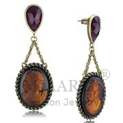 Wholesale Synthetic, SmokedQuartz, Antique Copper, Women, Brass, Earrings