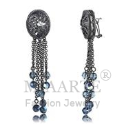 Wholesale AAA Grade CZ, Clear, TIN Cobalt Black, Women, Brass, Earrings