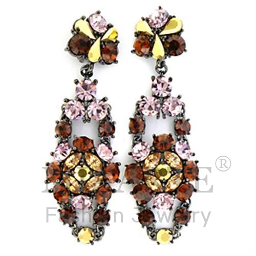 Earrings,White Metal,Ruthenium,Top Grade Crystal,MultiColor
