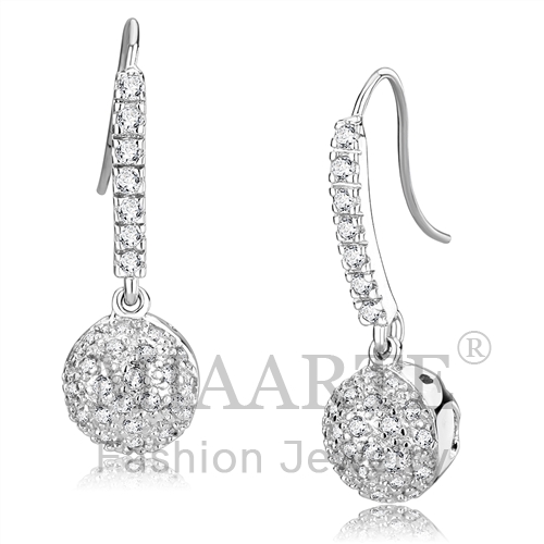 Earrings,Brass,Rhodium,AAA Grade CZ,Clear