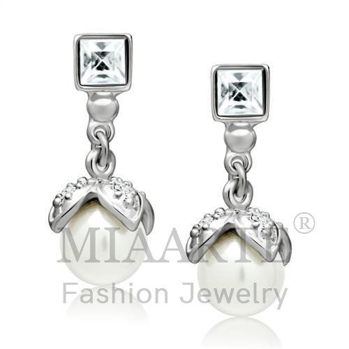Earrings,White Metal,Rhodium,Synthetic,White,Pearl