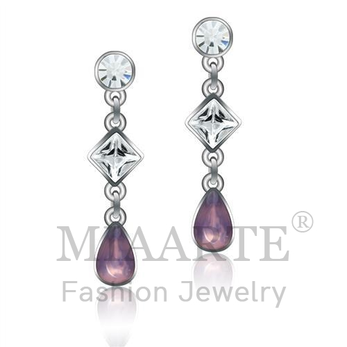 Earrings,White Metal,Rhodium,Top Grade Crystal,Clear