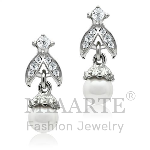Earrings,White Metal,Rhodium,Synthetic,White,Pearl