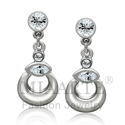 Earrings,White Metal,Rhodium,Top Grade Crystal,Clear