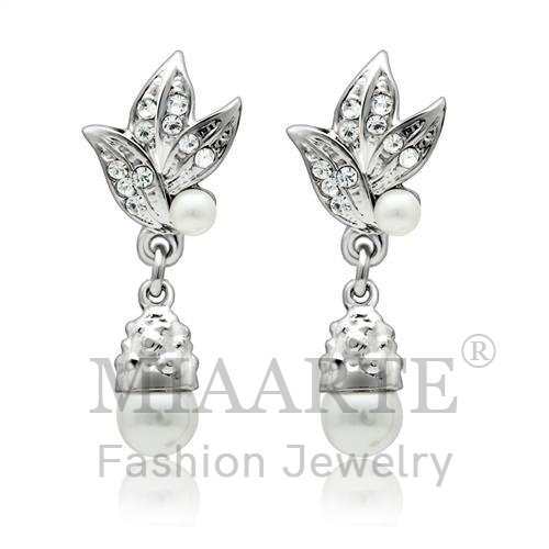 Earrings,White Metal,Rhodium,Synthetic,White,Pearl