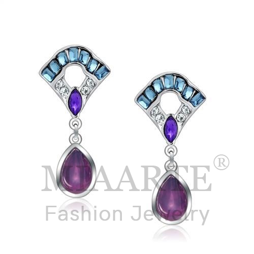 Earrings,White Metal,Rhodium,Top Grade Crystal,MultiColor