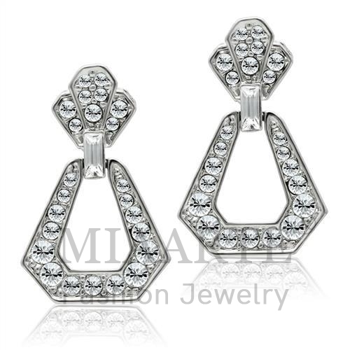 Earrings,White Metal,Rhodium,Top Grade Crystal,Clear