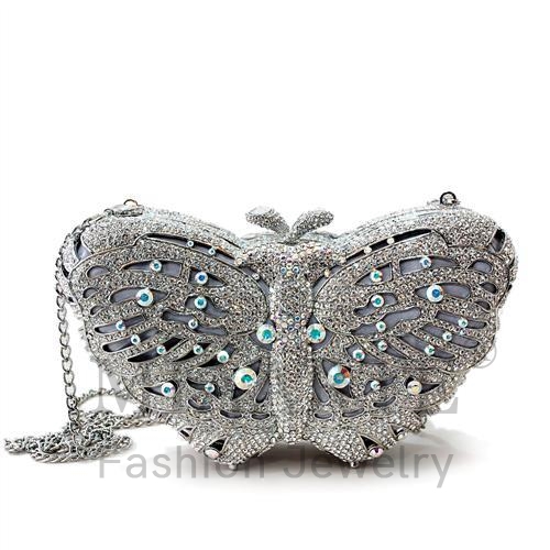 Clutch,White Metal,Imitation Rhodium,Top Grade Crystal,White