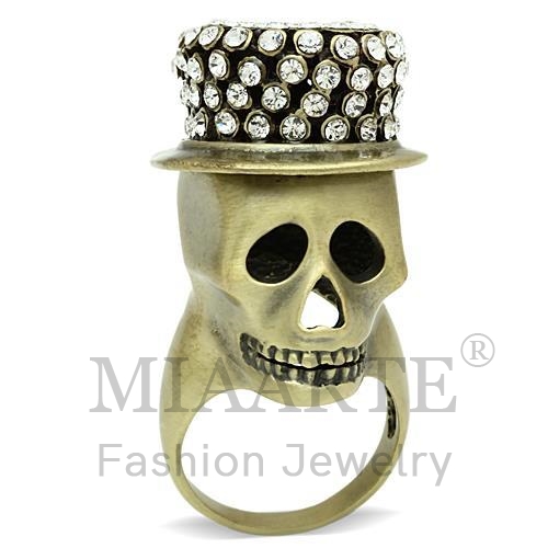Ring,White Metal,Antique Copper,Top Grade Crystal,Clear