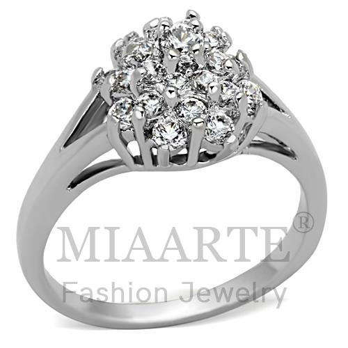 Ring,Brass,Rhodium,AAA Grade CZ,Clear