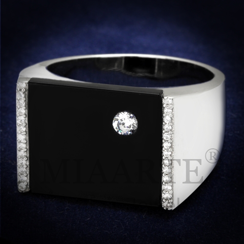 Ring,Sterling Silver,Rhodium,Synthetic,Jet,Onyx
