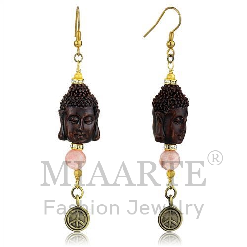 Earrings,White Metal,Antique Copper,Synthetic,Rose,Glass Bead